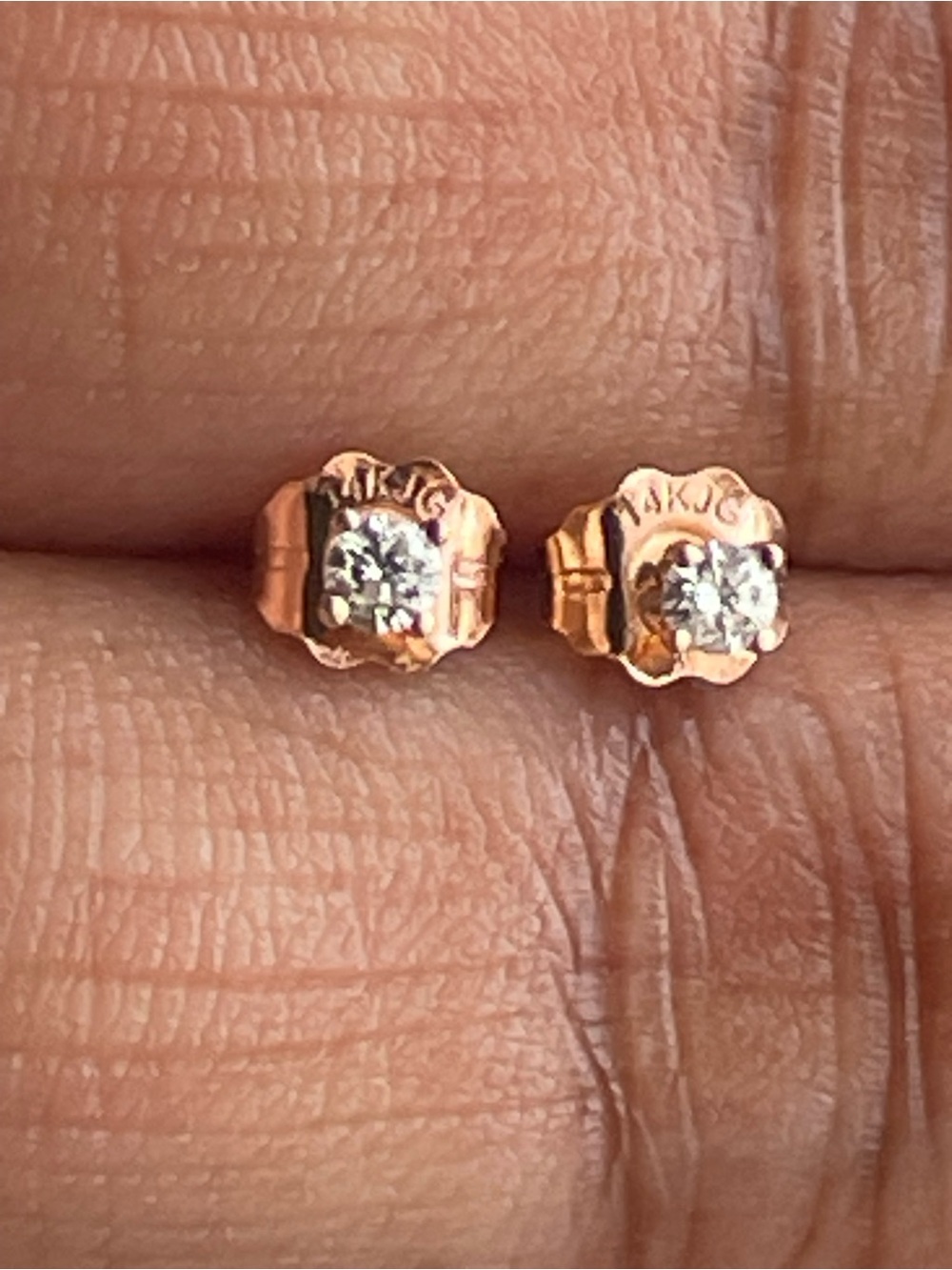 Real! 14kt Gold Child Diamond Earrings & Chain Set - Picture 10 of 14